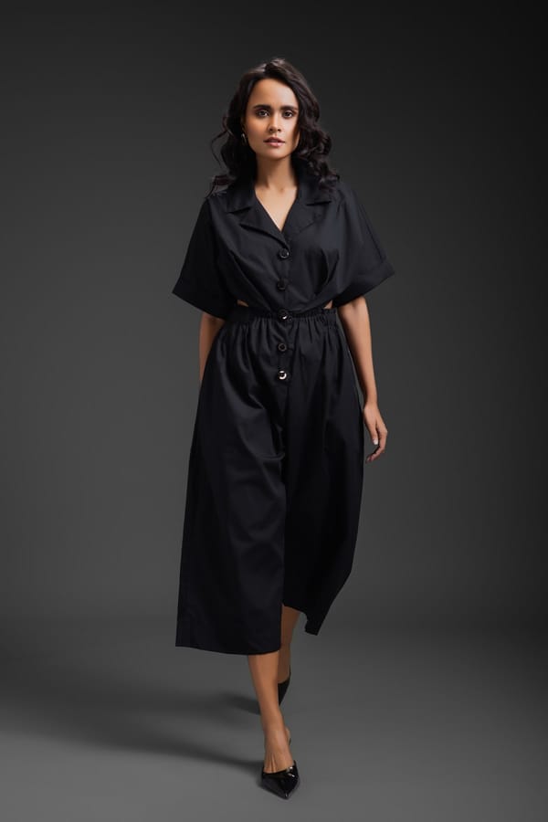 Black Jumpsuit With Side Cuts — Deepika Arora