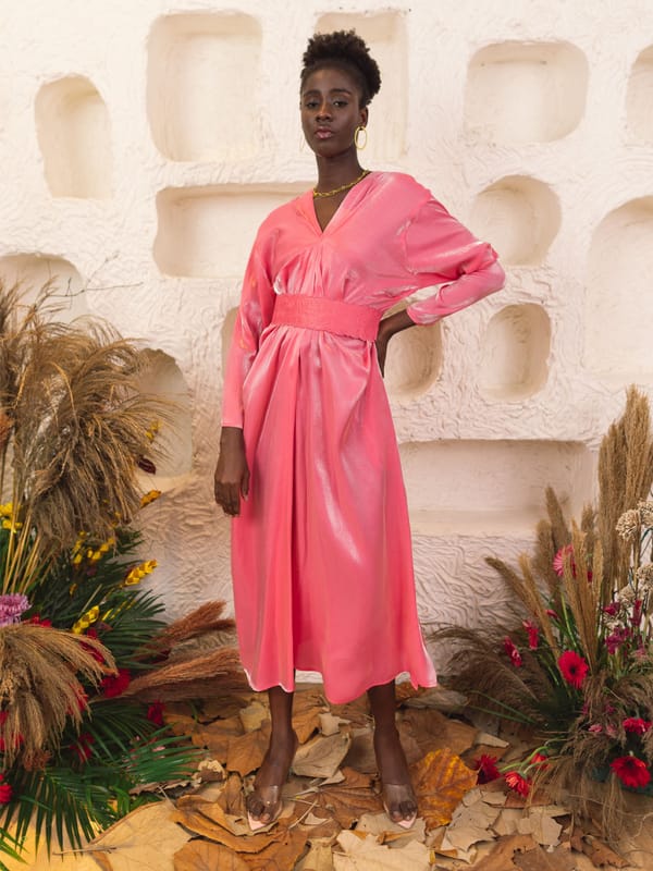 Aphrodite Rose Belted Dress — HOUSE OF FETT