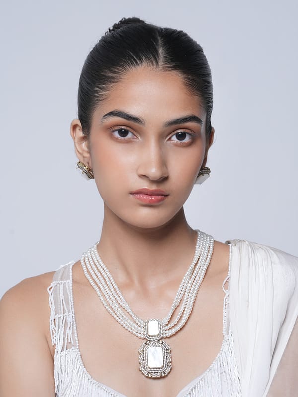 Designer White Stone Mala Set — Cao Jewellery