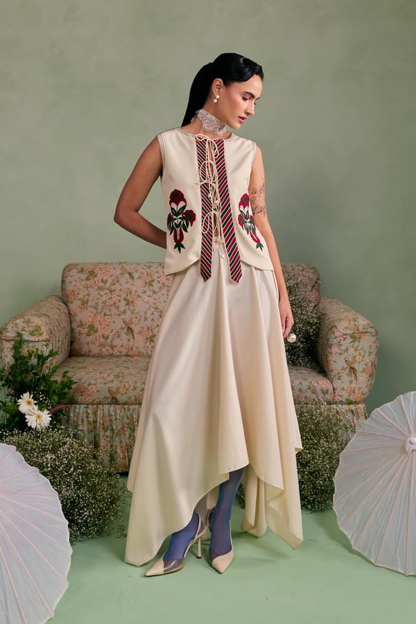 Ekru Garden Vest — SURABHI ARYA