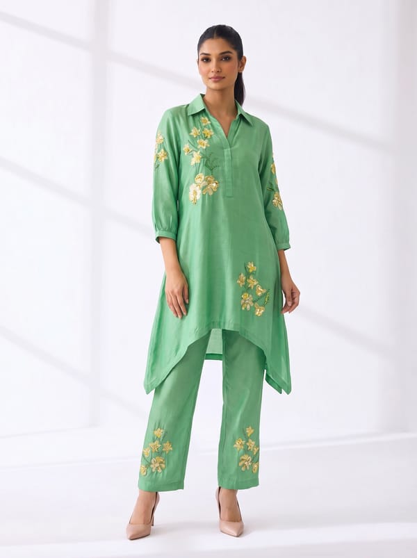 Verdent Green Applique Co-Ord Set — SURABHI ARYA