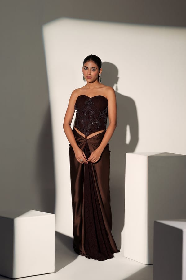 Holly Chantelle Corset Drape Skirt Set — LIBAS CAFE