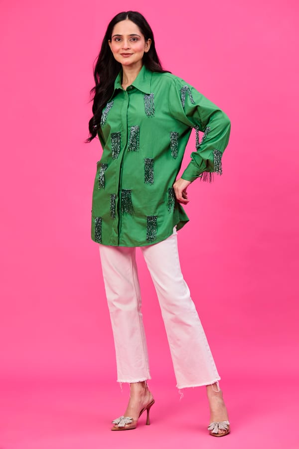 Emerald tassel shirt — REVIKA AGGARWAL