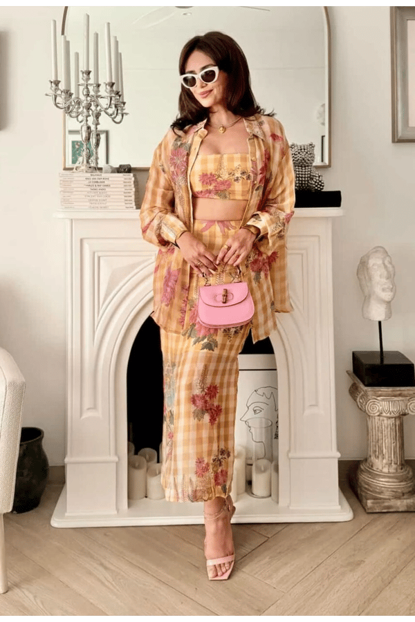 Roshni chopra in the Yuki shirt set — Paulmi and Harsh
