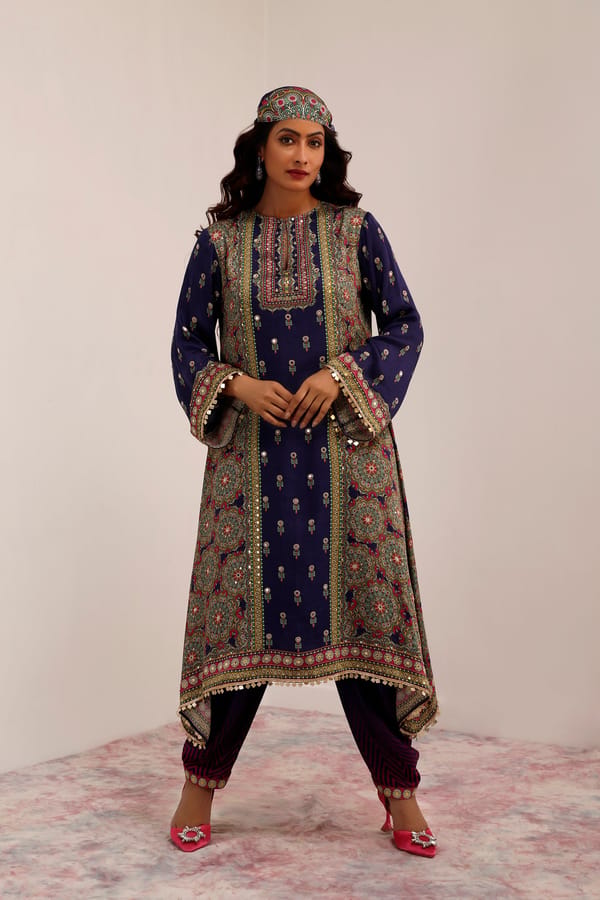 Kaashni A-Line Kurta Set — Surkh Syahi