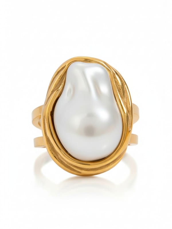 Big Baroque Pearl Open Ring — Cao Jewellery