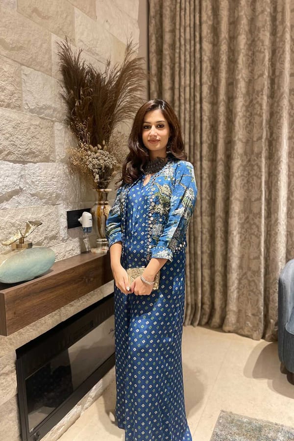 Blue Bandhani Print Jumpsuit with Floral Jacket Set — BUMBLEBEE