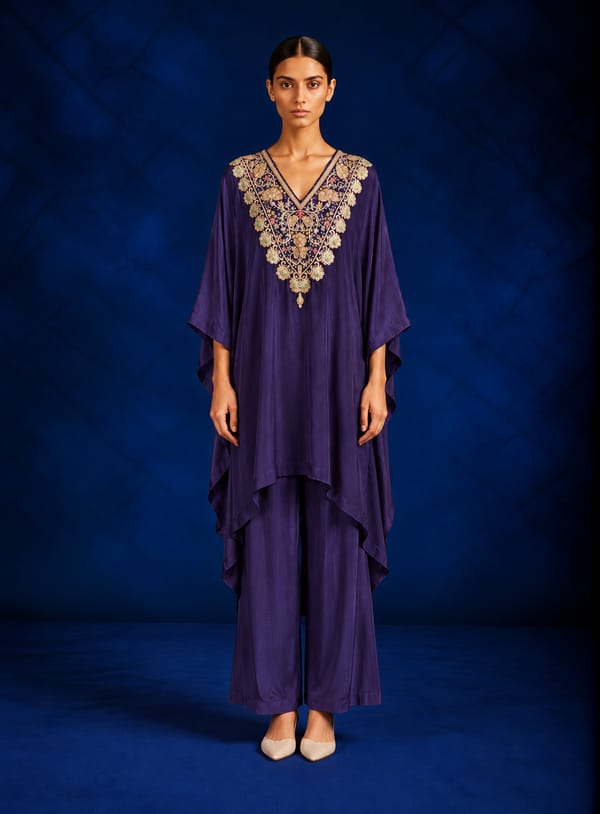 Purple Russian Silk Majesty Kurta Set — 107 DEGREE