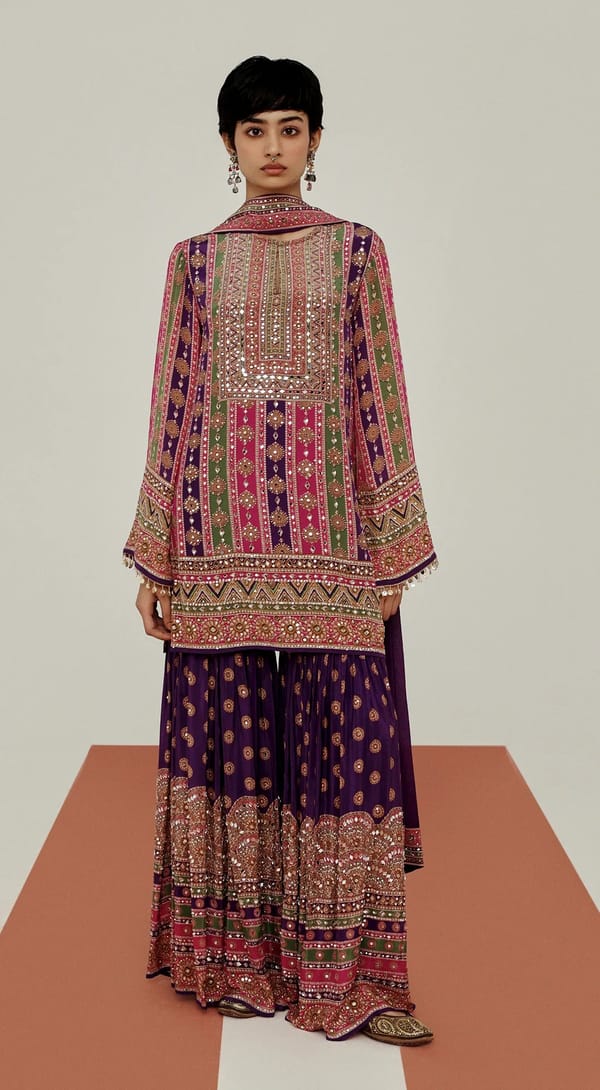 The Structured Mosaic Sharara Set — Basanti Kapde aur Koffee