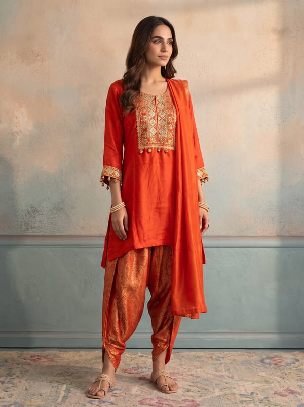 Orange Ember Kurta Set — SUSHIL AGGARWAL