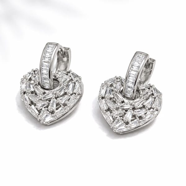 Dainty Heart Hoops Drop Earrings, Elina — Inaya Accessories
