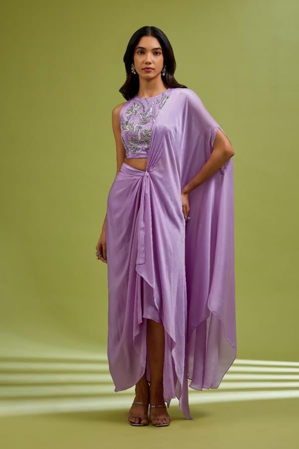 Lilac Saree Gown — EWOKE STUDIO