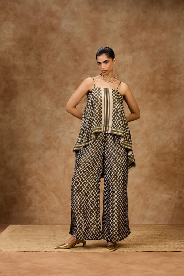 Olive Mosaic Strappy Top — Needle Ten