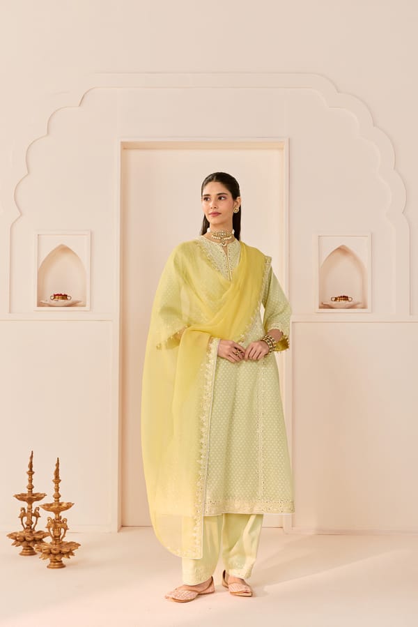 FIRDAUS - LONG KALIDAAR CHAUGA WITH DOGRI SALWAR AND DUPATTA — Sheetal Batra