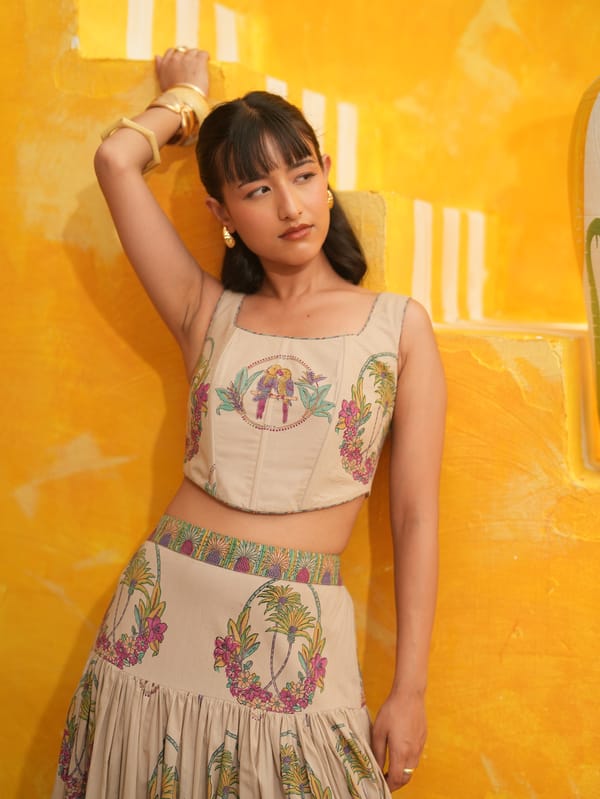 Printed Corset Top and Tiered Maxi Skirt Co-ord Set — TASHA INDIA