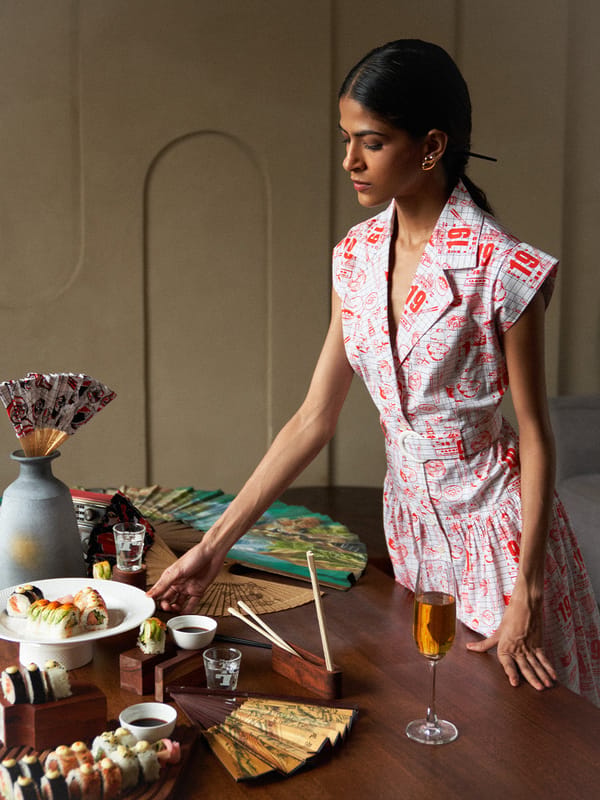 White Poplin Midi Shirt Dress With Red Graphic Print — HOUSE OF FETT