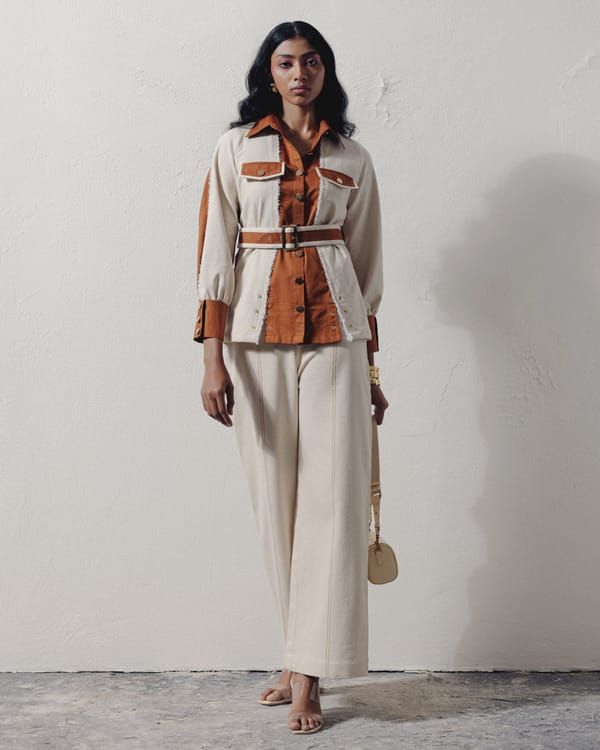 White Denim High-Rise Wide-Leg Trousers — Veera Wear