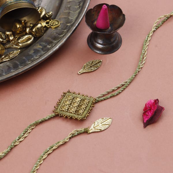 Majestic Square Brass Rakhis — LABEL MUSLIN