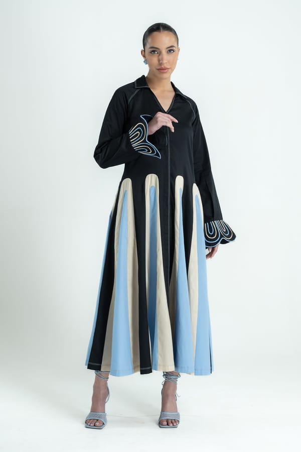 Colorblocked Collared Maxi Fit and Flare Dress — Our Love