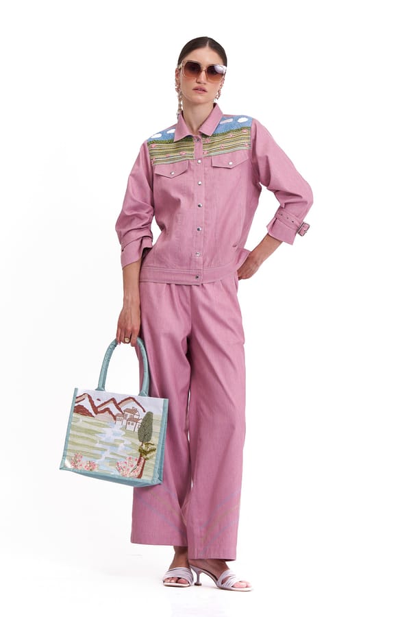 Rosewood Denim Jacket and Wide-Leg Pants Co-ord Set — Our Love