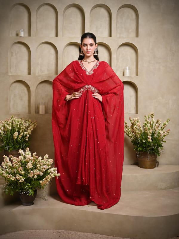 Maroon Bani Kaftan Set — KOMAL SHAH