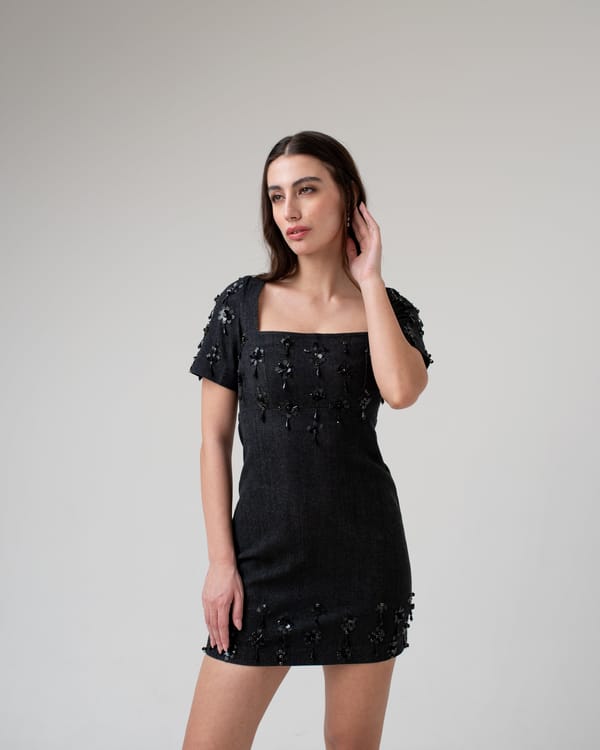 Embellished Denim Dress — MAGIA