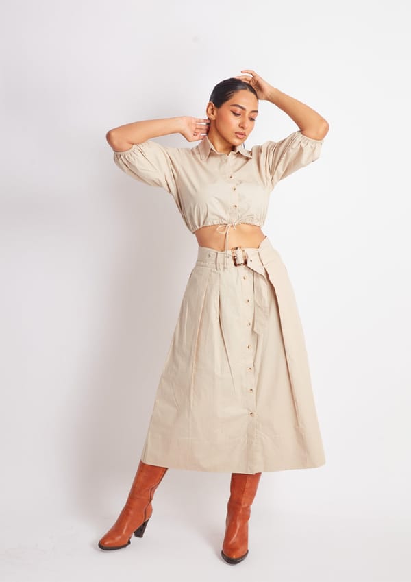 Beige Cotton Co-ord Set — Richa Goenka