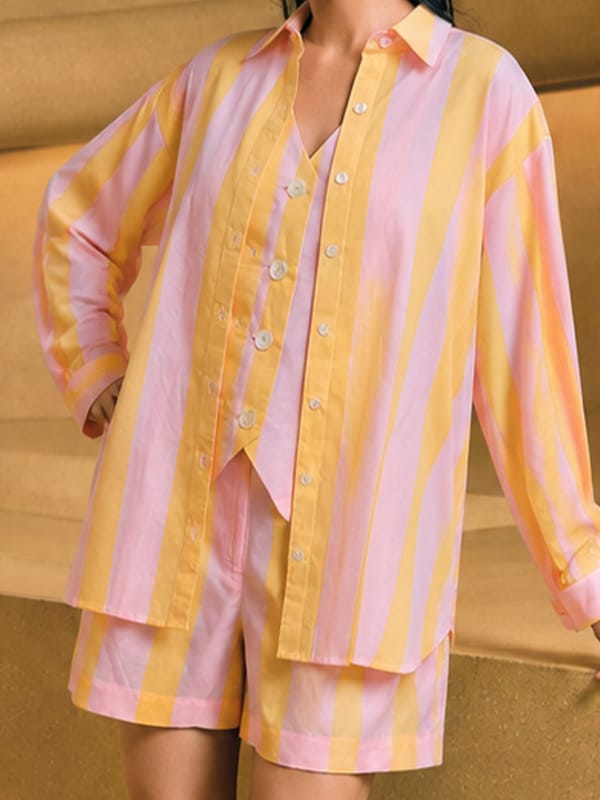 Pastel Pink and Yellow Striped Button-Down Shirt — HOUSE OF FETT