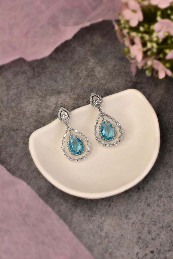 Bayle Blue Zirconia Dangler Earrings — Swabhimann