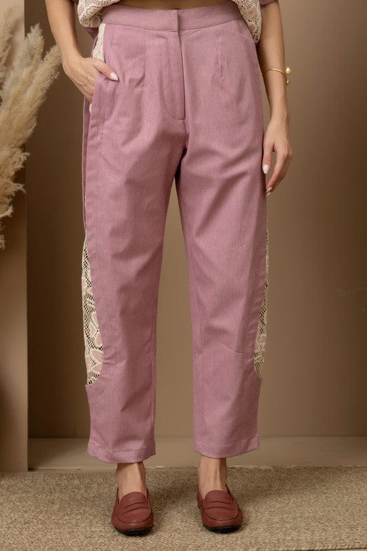Maple Pink Denim Lace Barrel Jeans — Rhe-Ana