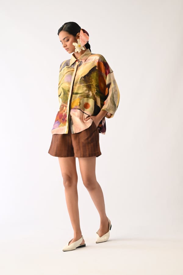 Multicolor Abstract Print Anti-Fit Cotton Shirt — Ofrida