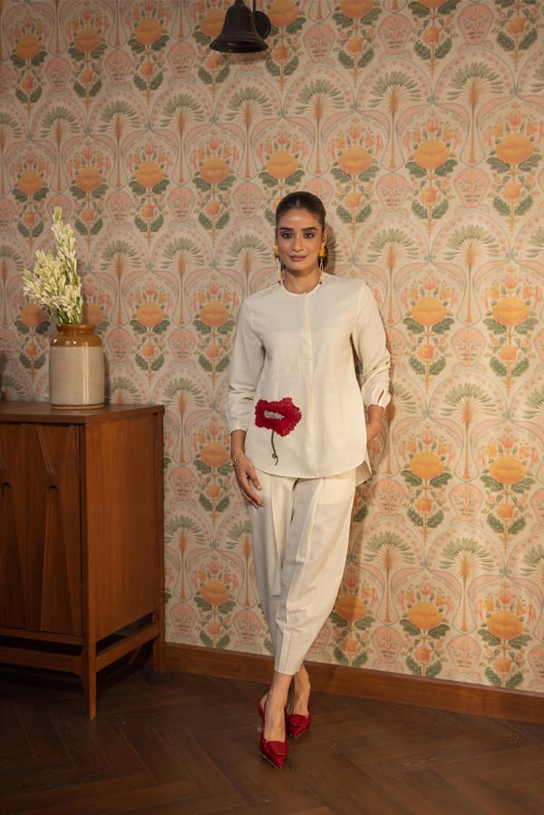 Ivory Linen-Blend Shirt and Straight Trousers Co-ord Set — Eko Clothing
