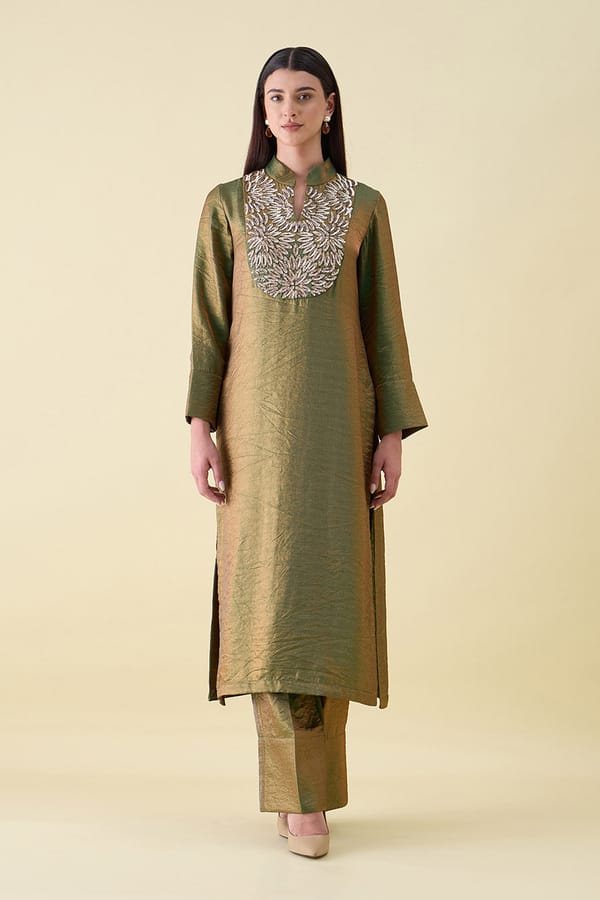 Fern Dual Silk Tunic Co-ord Set — Aakaar