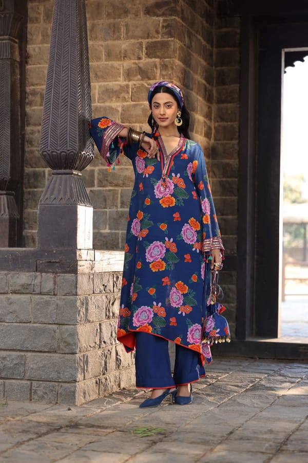 Blue Printed Co-Ord Set — Kahani Lush