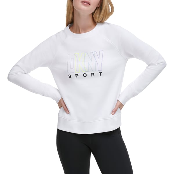 White Crewneck Logo Sweatshirt — DKNY