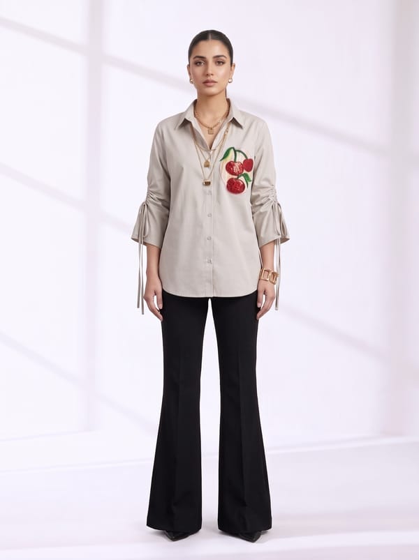 Classic Button-Down Shirt In Light Taupe — THE LUXURY DRESSING
