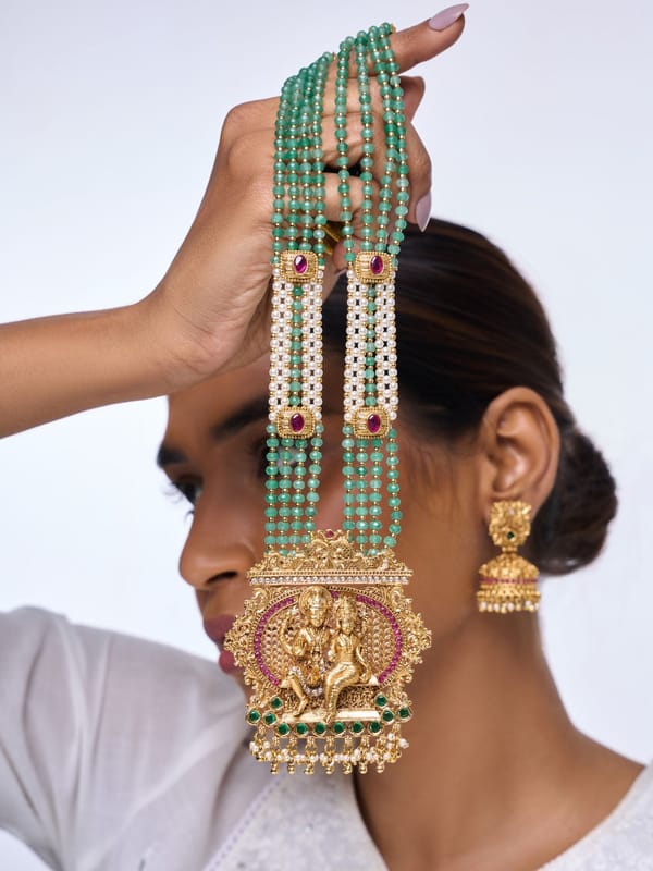 Shiv Parvati Long Pendant Set Earrings — Cao Jewellery