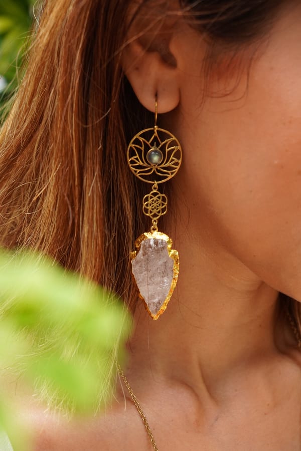 Drops Of Quarts Brass Earrings — SOUL WORKS
