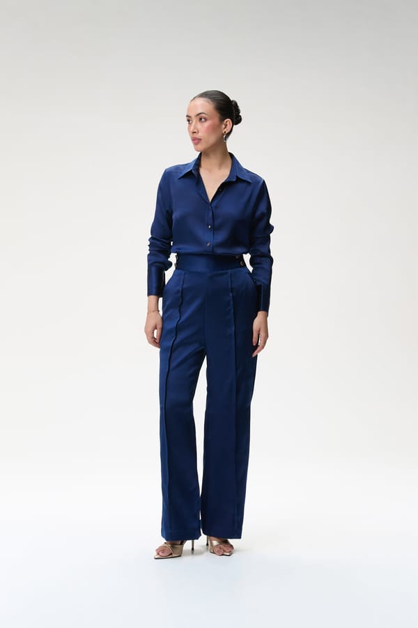 Midnight Blue Silk Trouser — Tara & I
