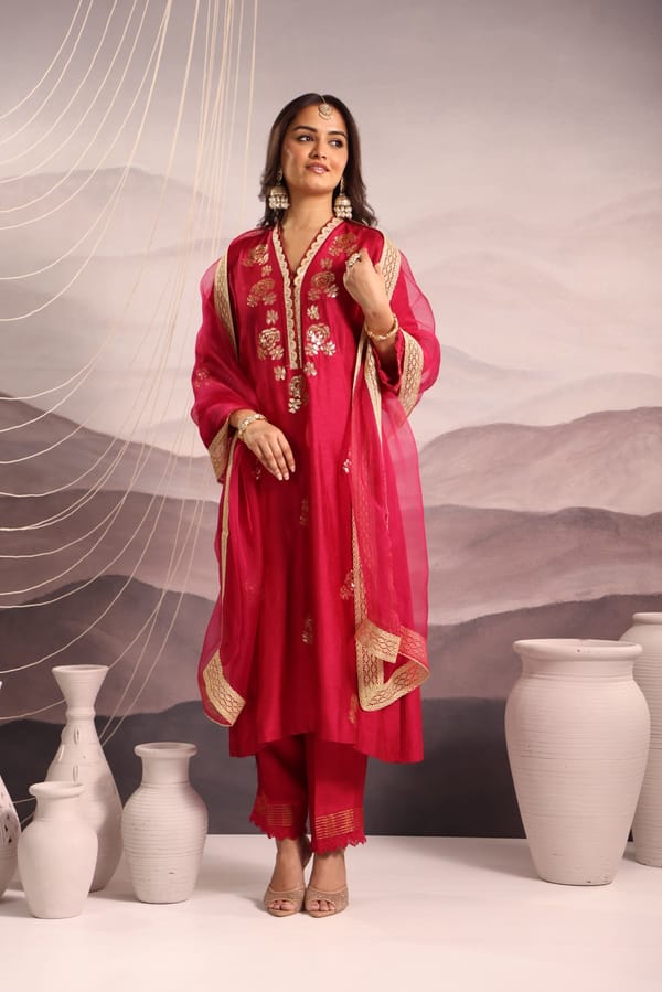Silk Kurta Set with Sequin Embroidery — Omi Clothing