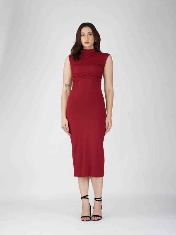 Red Collared Yoke Dress - Zephyr Dress (Cherry) — Select Staples