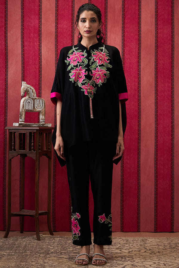 Mehr Applique Kimono Top With Pants — SOUP by Sougat Paul