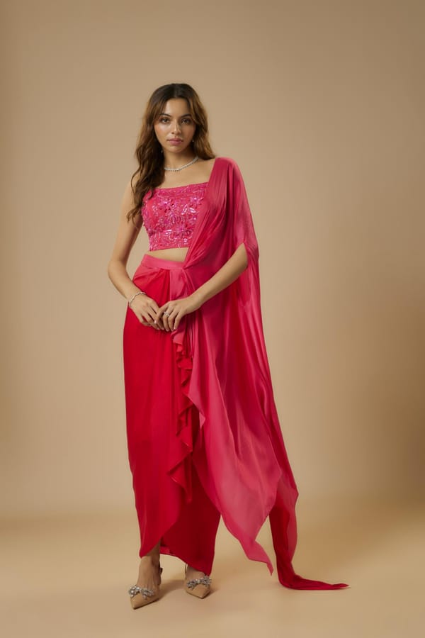 Ombre Drape Saree — EWOKE STUDIO