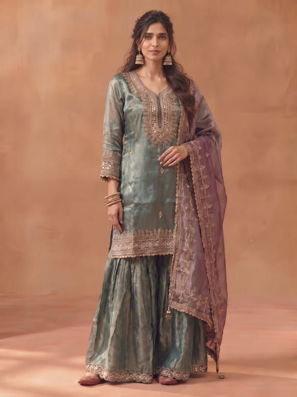 I-30343 Kurta Gharara Set — NEEL GULLY