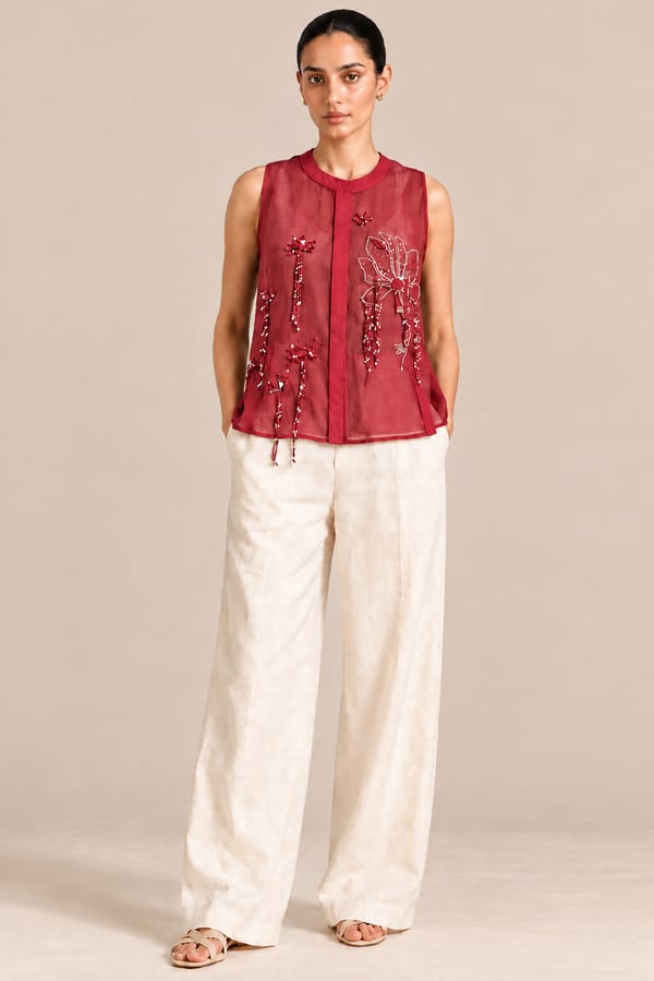 Bloom Embroidered Sleeveless Top — ANISETTE