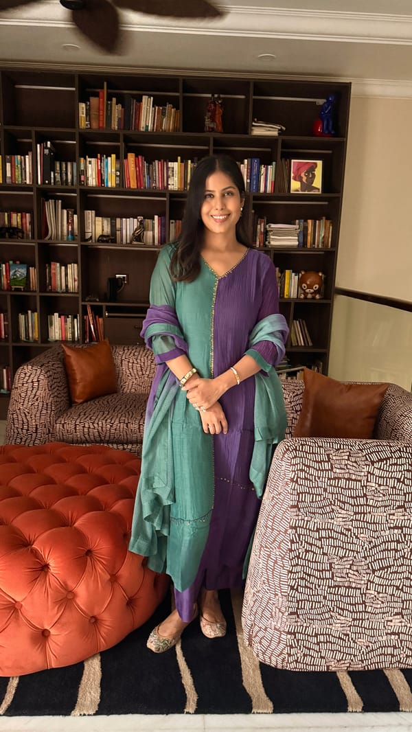 Dual-Tone Teal & Purple Kurta Set — HAPPI SPACE
