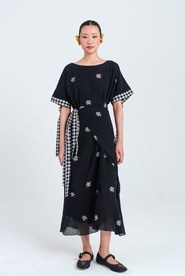 Leap Jamdani Tie-up Dress — JODI