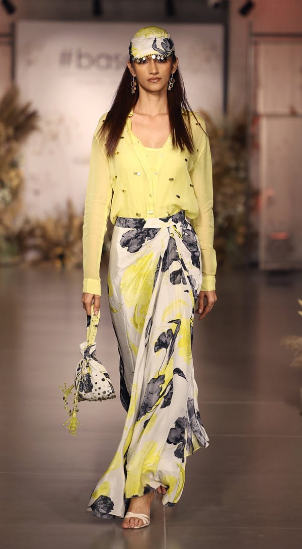 Yellow Shirt, Bustier and Maxi Skirt Co-ord Set — Basanti Kapde aur Koffee