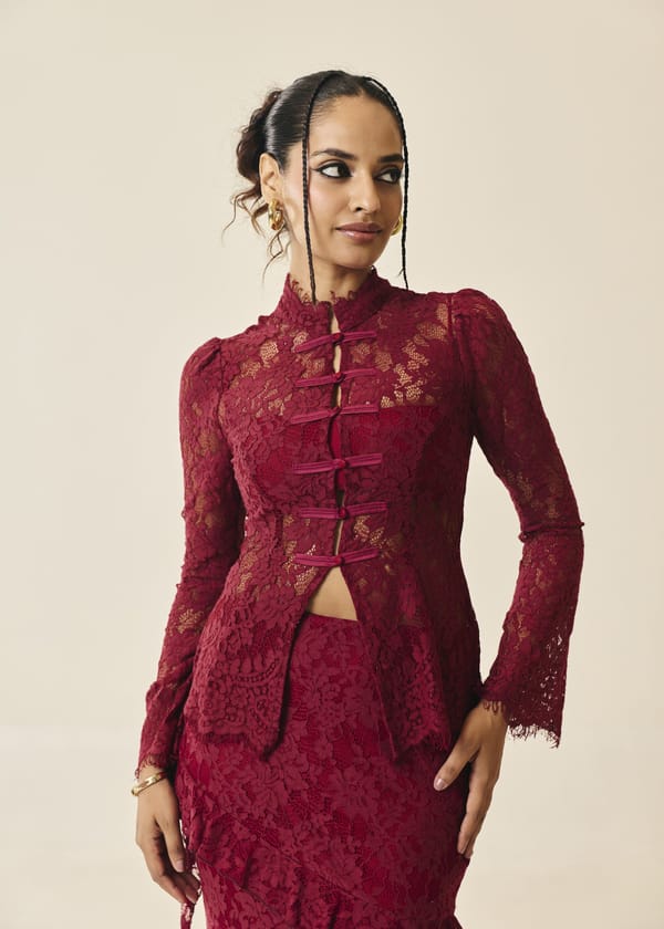 Santorini Burgundy Lace Top — Lea Clothing