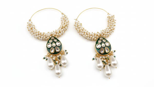 The Amara Kundan Pearl Hoops — Beauty Spot Jewellery